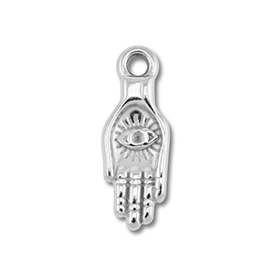 Colgantes Acero Inox mano con ojo Plateado