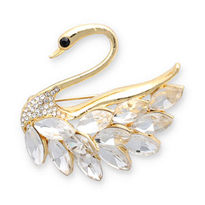 Broches cisne Dorado-transparente-negro