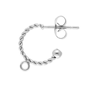Fornituras Acero Inox pendientes criolla espiral con anilla Plateado