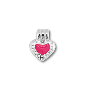 Colgantes met&aacute;licos DQ coraz&oacute;n Plateado vieja (sin n&iacute;quel)-magenta