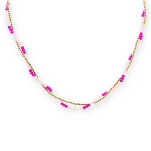 Cadenas Acero Inox abalorios faceteados Dorado-rosa claro-rosa fucsia