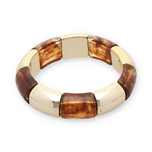 Pulseras de resina Dorado-transparente marr&oacute;n &aacute;mbar