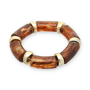 Pulseras de resina Dorado-transparente marr&oacute;n &aacute;mbar