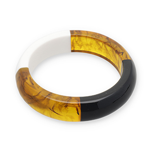 Pulseras bangle de resina Transparente marr&oacute;n &aacute;mbar-blanco