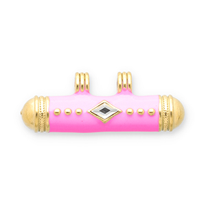 Message bead colgantes Acero Inox Dorado-rosa-transparente
