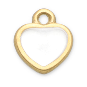 Colgantes Acero Inox coraz&oacute;n Dorado-blanco