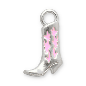 Colgantes Acero Inox bota vaquera Plateado-rosa