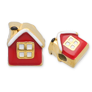 Abalorios Acero Inox casa Dorado-rojo-blanco