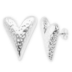 Pendientes Acero Inox coraz&oacute;n Plateado