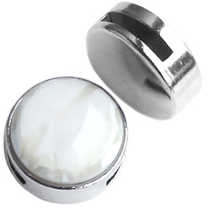 Correder&aacute;s met&aacute;lica DQ Cuoio con engaste para 20mm cabuch&oacute;n Plateado