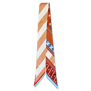 Bandana Pa&ntilde;uelo con l&iacute;neas oblicuas Marr&oacute;n-azul claro-rojo