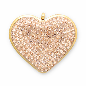 Colgantes Acero Inox coraz&oacute;n Dorado-champagne