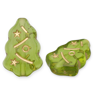 Abalorios acr&iacute;licos &aacute;rbol navide&ntilde;o Verde oliva-dorado