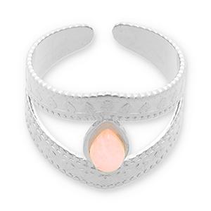 Anillos Acero Inox con piedra natural Plateado-rosa claro