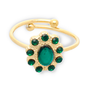 Anillos Acero Inox Dorado-verde oscuro