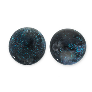 Abalorios acr&iacute;licos con glitter 6 mm Negro-turquesa