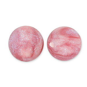 Abalorios acr&iacute;licos con glitter 12 mm Rosa-turquesa