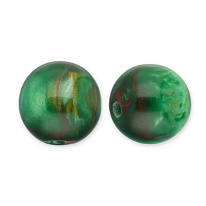 Abalorios de resina con glitter 14mm Verde-rojo