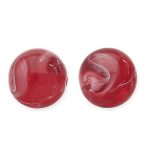 Abalorios acr&iacute;licos 12 mm redondos Rojo-blanco