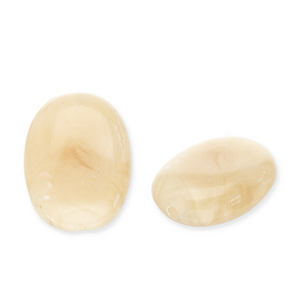 Abalorios acr&iacute;licos &oacute;valo Marr&oacute;n beige-blanco