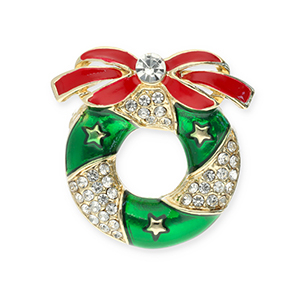 Broches guirnalda navide&ntilde;as Dorado-rojo-verde