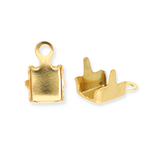 Fornituras acero inox terminal para cadena strass 3mm Dorado