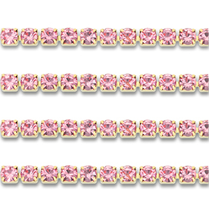 Cadena Strass Acero Inox 4mm Dorado-rosado