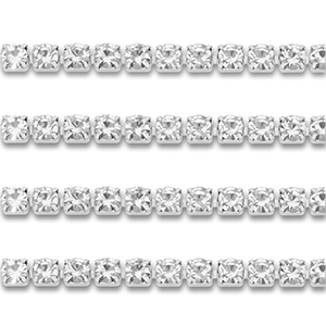 Cadena Strass Acero Inox 2mm Plateado-cristal