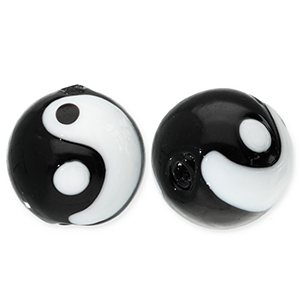 Abalorios de vidrio Yin & Yang Negro-blanco