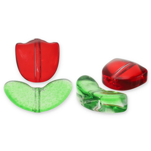 Abalorios de vidrio tulip&aacute;n Rojo-verde