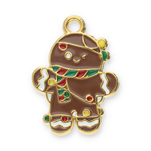 Colgantes Acero Inox mu&ntilde;eco de gengibre Dorado-marr&oacute;n-multicolor