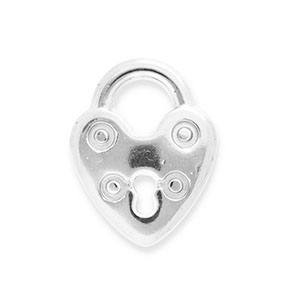 Colgantes Acero Inox candado coraz&oacute;n Plateado