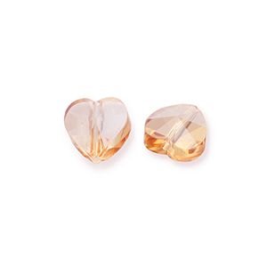 Abalorios faceteados Fashion coraz&oacute;n Beige melocot&oacute;n-revestimiento pearl shine