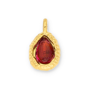 Colgantes Acero Inox gota con faceta Dorado-rojo