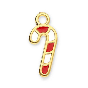 Colgantes met&aacute;licos DQ bast&oacute;n de caramelo Dorado-blanco-rojo (sin n&iacute;quel)