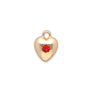 Colgantes met&aacute;licos coraz&oacute;n con strass Dorado-rojo