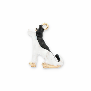 Colgantes met&aacute;licos perro Dorado-negro-blanco