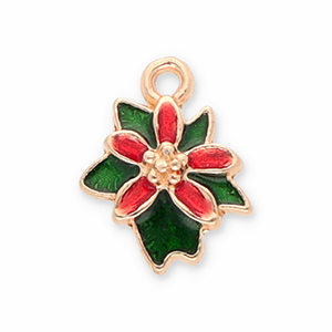 Colgantes met&aacute;licos flor de nochebuena Dorado-rojo-verde
