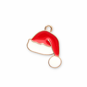 Colgantes met&aacute;licos gorro de pap&aacute; noel Dorado-rojo-blanco