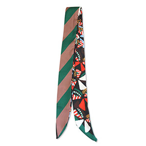 Bandana Pa&ntilde;uelo flores / l&iacute;neas oblicuas Dorado-rojo-verde-marr&oacute;n