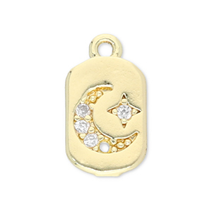 Metal TQ lat&oacute;n colgante luna y estrella Dorado-transparente