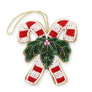 Colgantes trendy bast&oacute;nes de caramelo con motivos navide&ntilde;os Rojo-blanco-verde-dorado