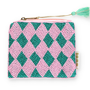 BY31&reg; Neceser rombo Verde teal-malva-verde menta-dorado