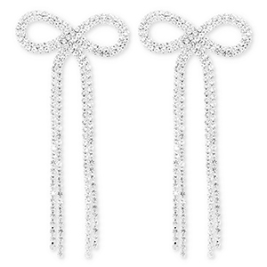 Metal TQ lat&oacute;n pendiente con strass lazo Plateado-cristal