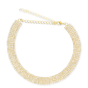 Metal TQ lat&oacute;n gargantilla con strass Dorado-cristal