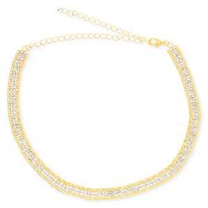 Metal TQ lat&oacute;n gargantilla con strass Dorado-cristal