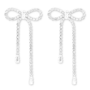 Pendiente de lat&oacute;n Eco-brass&reg; con strass lazo Plateado-cristal