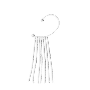 Pendiente de lat&oacute;n Eco-brass&reg; ear cuff con strass Plateado-cristal