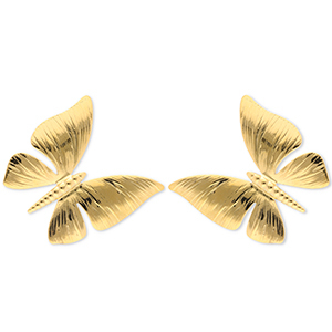 Pendientes Acero Inox mariposa Dorado