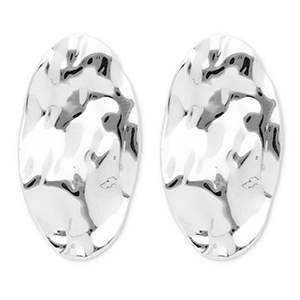 Pendientes Acero Inox &oacute;valo Plateado
